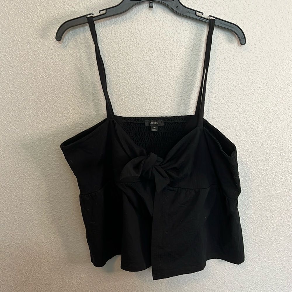 JCrew Seersucker Tie Front Tank Black Size XXL